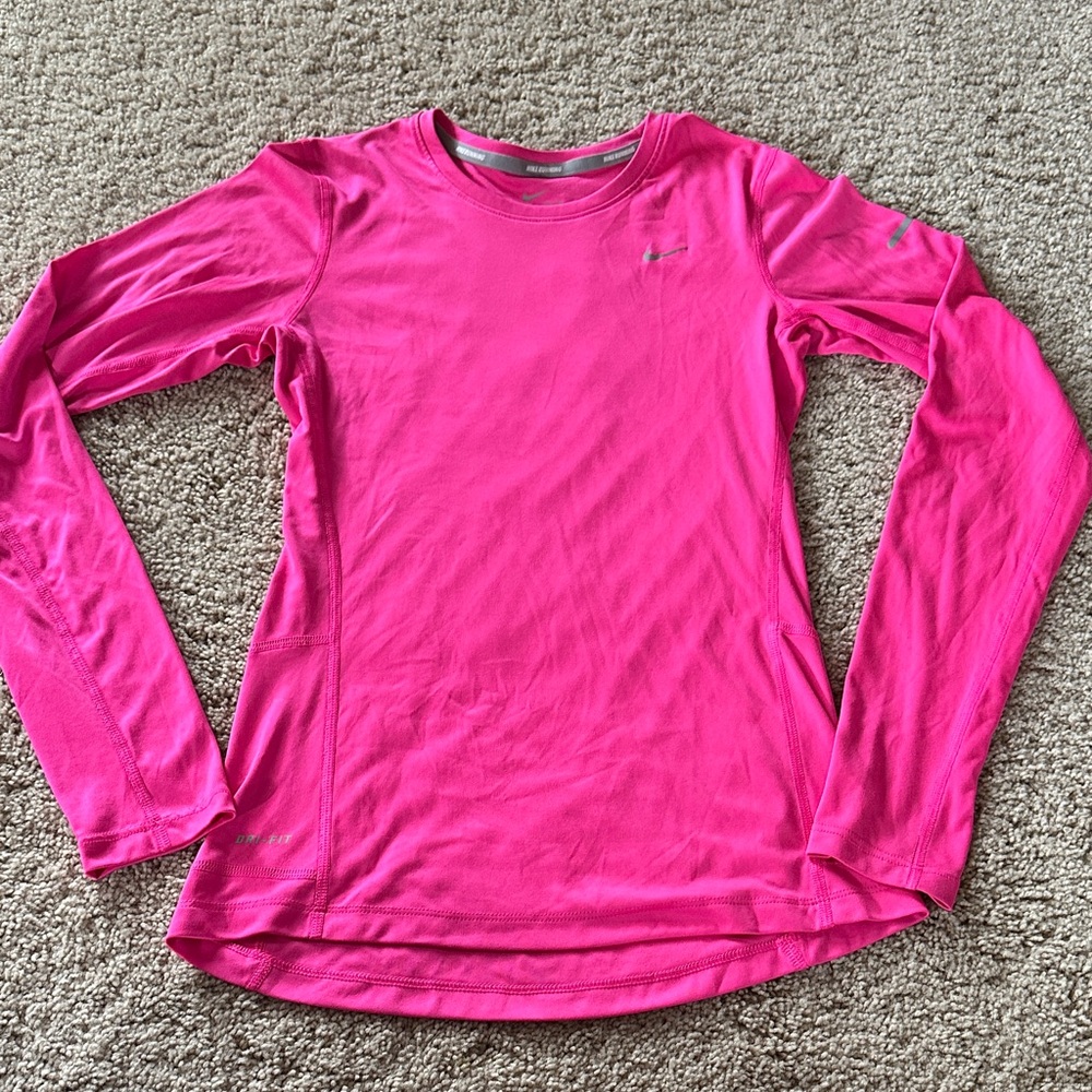Nike Vibrant Pink Long Sleeve Dri Fit Top XS